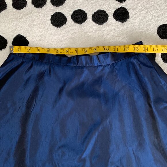Vintage 90s Satin Skirt Medium Navy Black Tulle Hem Slip Full Circle Party Mini - Picture 9 of 11